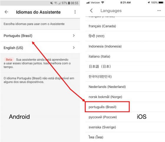 Google Assistant disponible en portugués brasileño