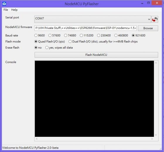 Nodemcu-pyflasher una aplicación para facilitar los flasheos de los ESP8266