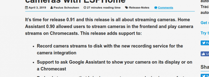 Home Assistant se actualiza a la versión 0.91 mejorando los Streams