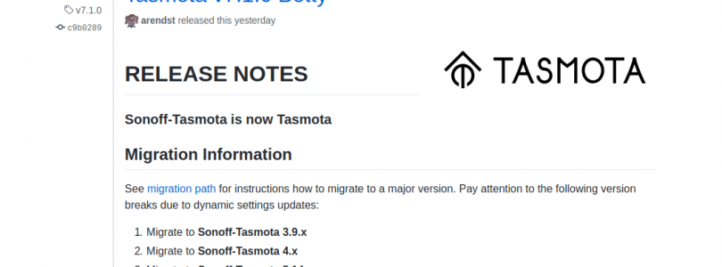nueva tasmota versión 7.1.0