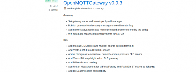 openmqttgateway versión 0.9.3