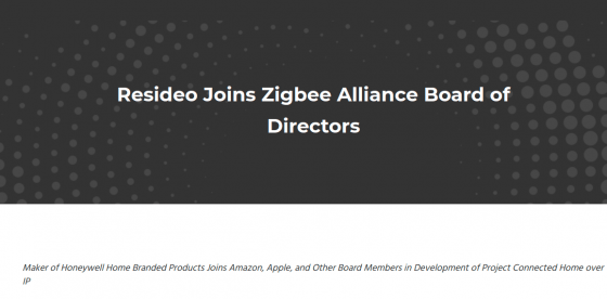Resideo se une a la Zigbee Alliance