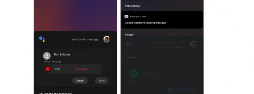 envío de mensajes de voz con Google Assistant