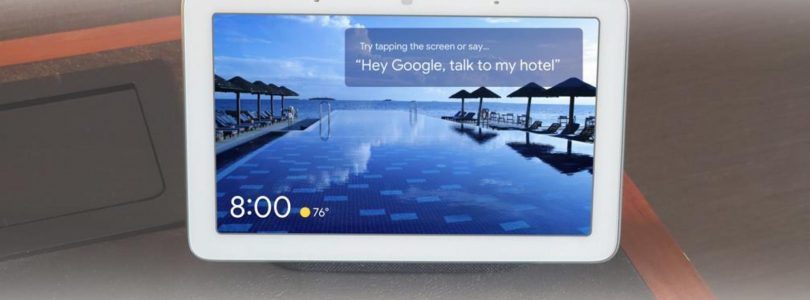 google nest hub en modo funcionamiento para las habitaciones de los hoteles