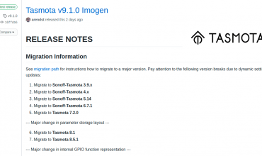 Tasmota 9.1.0 Imogen